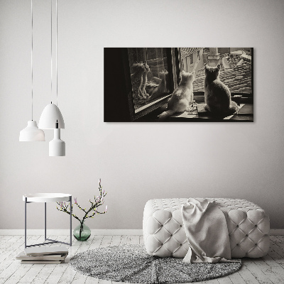 Cuadro metacrilato horizontal Gatos en la ventana