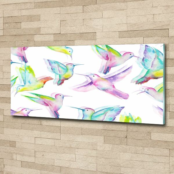 Pintura en acrílico horizontal Colibríes