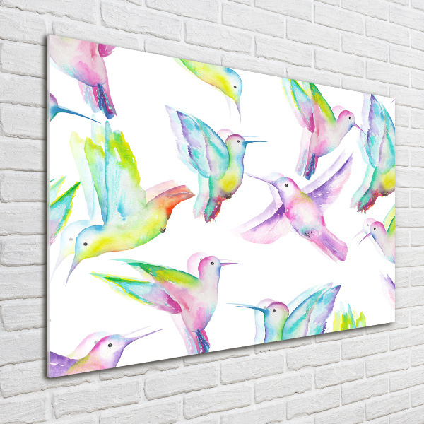 Pintura en acrílico horizontal Colibríes