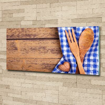 Foto en metacrilato horizontal Cubiertos de madera