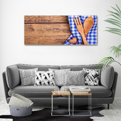 Foto en metacrilato horizontal Cubiertos de madera