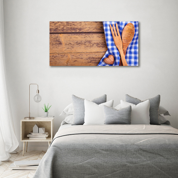Foto en metacrilato horizontal Cubiertos de madera