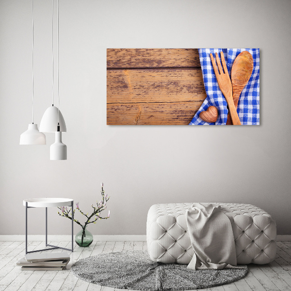Foto en metacrilato horizontal Cubiertos de madera