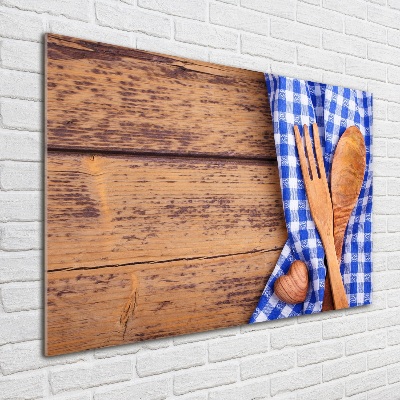 Foto en metacrilato horizontal Cubiertos de madera