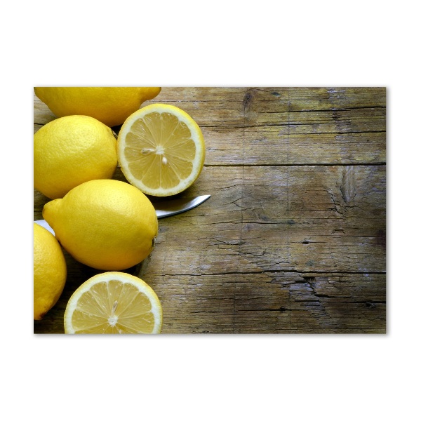 Pintura en acrílico horizontal Limones en madera