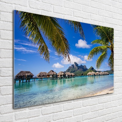 Cuadro acrílico horizontal Palmeras en Bora Bora