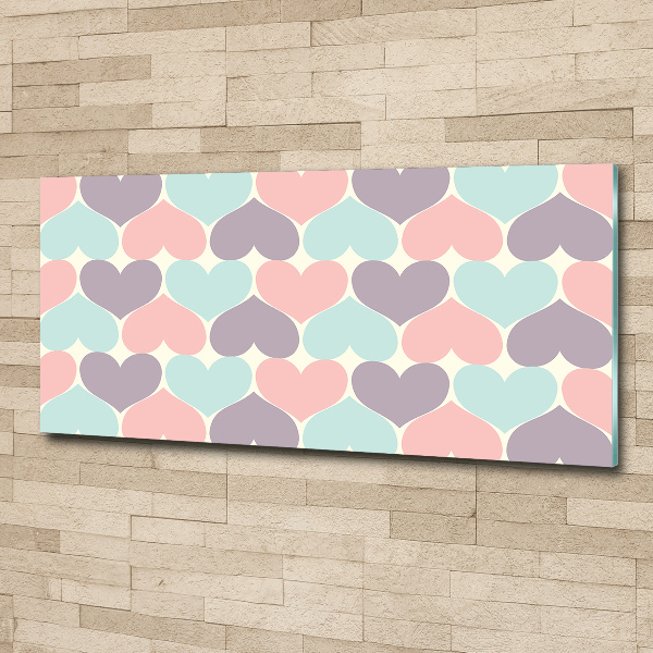 Cuadro acrílico horizontal Corazones de colores