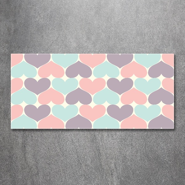 Cuadro acrílico horizontal Corazones de colores