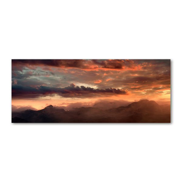 Pintura en acrílico horizontal Puesta de sol sobre las montañas