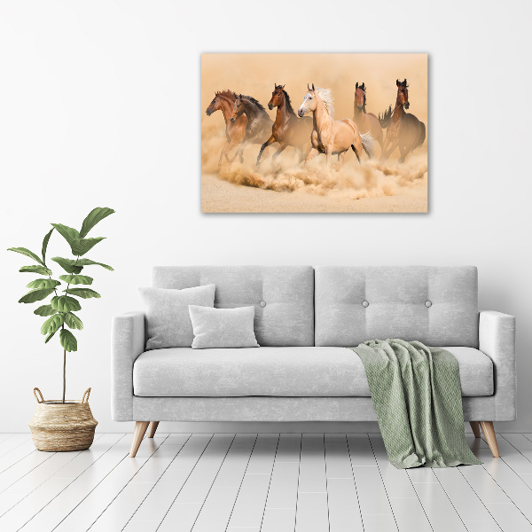 Pintura en acrílico horizontal Caballos del desierto