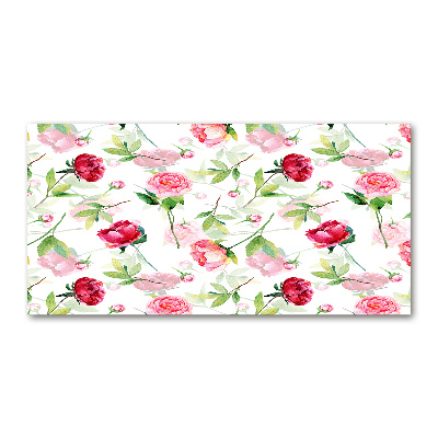 Cuadro acrílico horizontal Peonías rosas