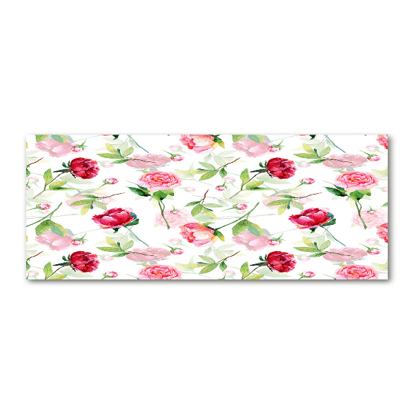 Cuadro acrílico horizontal Peonías rosas