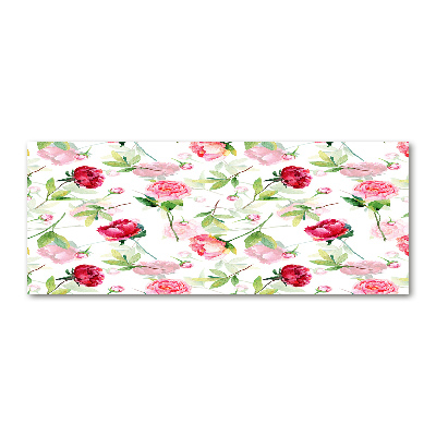 Cuadro acrílico horizontal Peonías rosas