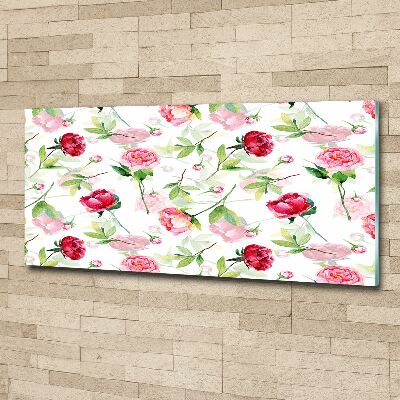 Cuadro acrílico horizontal Peonías rosas