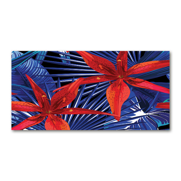 Cuadro acrílico horizontal flores tropicales
