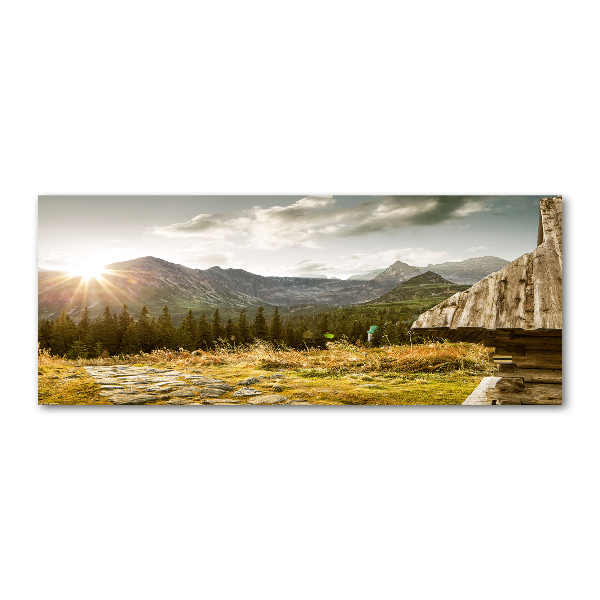 Cuadro acrílico horizontal Casa en las montañas