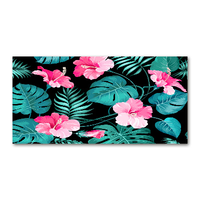 Cuadro metacrilato horizontal flores tropicales