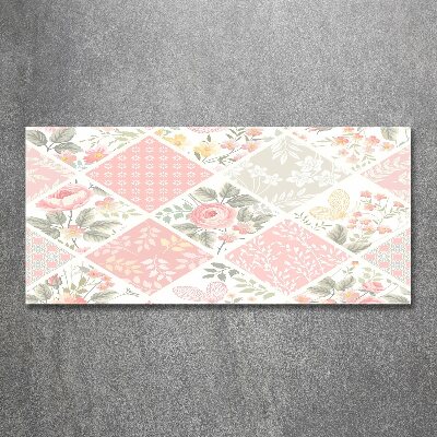 Cuadro acrílico horizontal Patrón de rosas y mariposas