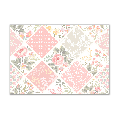 Cuadro acrílico horizontal Patrón de rosas y mariposas