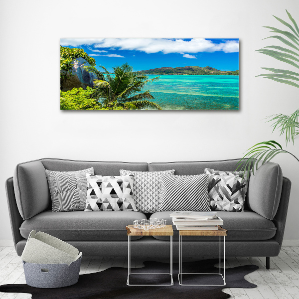 Pintura en acrílico horizontal Costa de Seychelles
