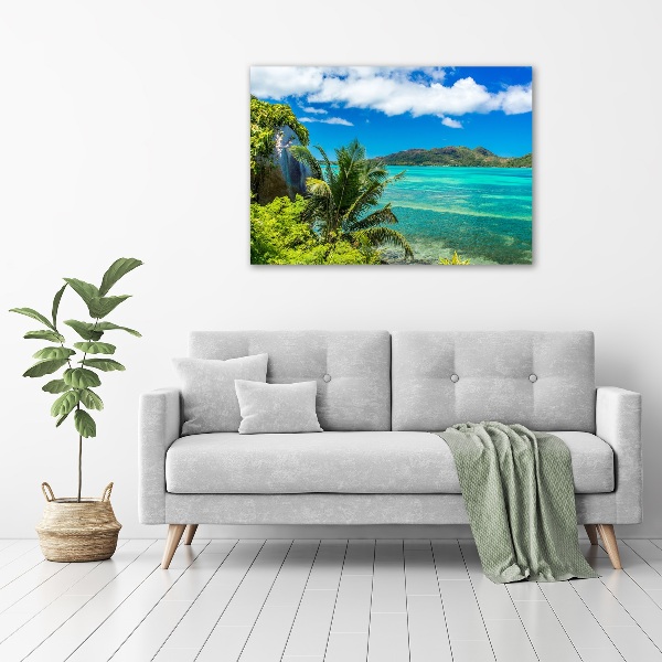 Pintura en acrílico horizontal Costa de Seychelles