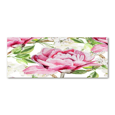 Cuadro acrílico horizontal Peonías