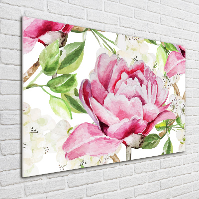 Cuadro acrílico horizontal Peonías