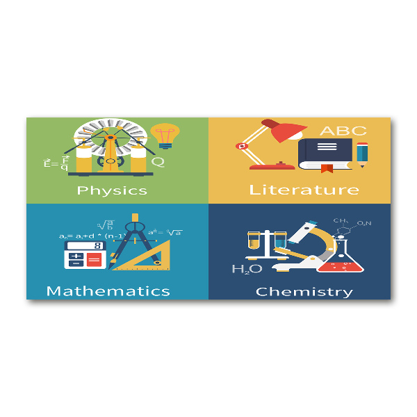 Cuadro acrílico horizontal Asignaturas escolares