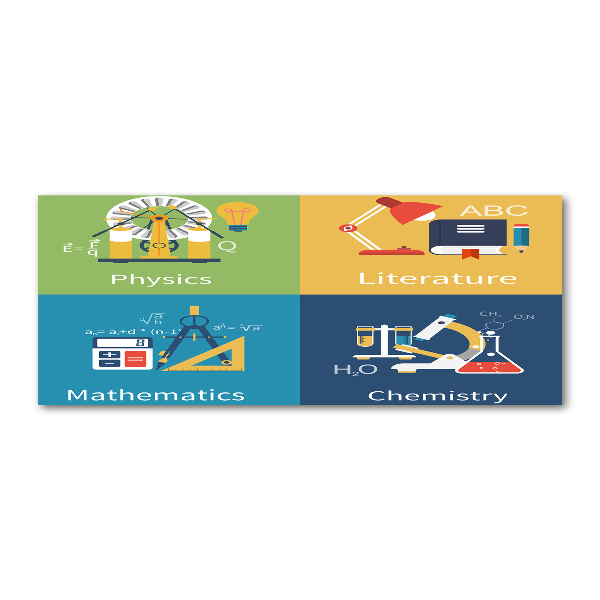 Cuadro acrílico horizontal Asignaturas escolares