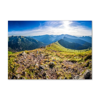 Pintura en acrílico horizontal panorama de montaña