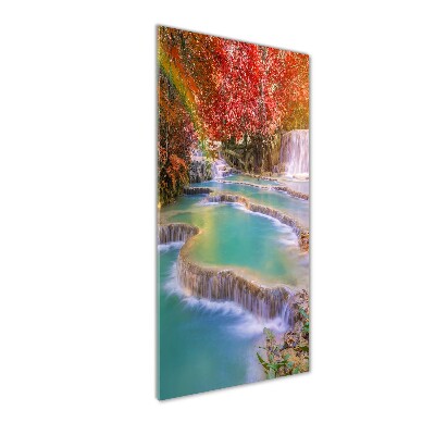 Cuadro de metacrilato moderno efecto cristal vertical Cascada en otoño