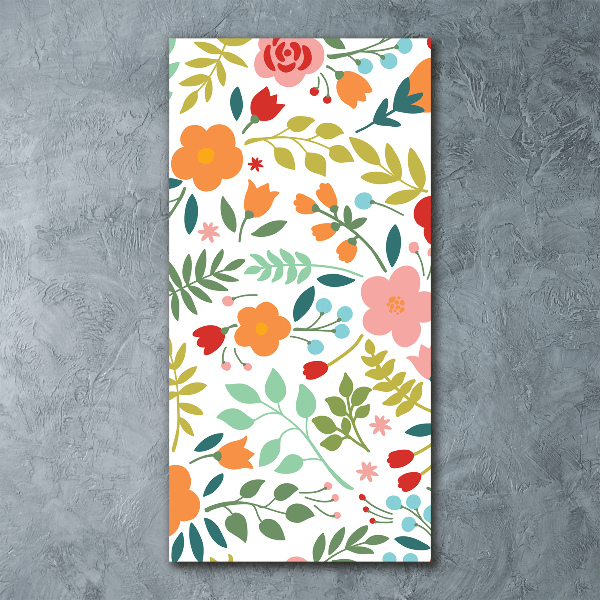 Cuadro decorativo en acrílico brillante vertical flores de colores