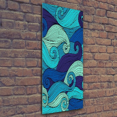 Cuadro de metacrilato moderno efecto cristal vertical Ondas abstractas