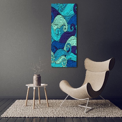 Cuadro de metacrilato moderno efecto cristal vertical Ondas abstractas