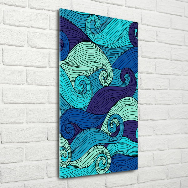 Cuadro de metacrilato moderno efecto cristal vertical Ondas abstractas
