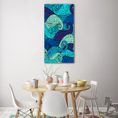 Cuadro de metacrilato moderno efecto cristal vertical Ondas abstractas