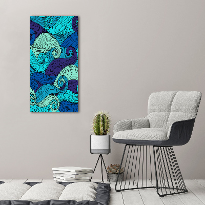 Cuadro de metacrilato moderno efecto cristal vertical Ondas abstractas