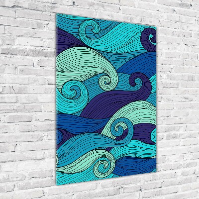 Cuadro de metacrilato moderno efecto cristal vertical Ondas abstractas
