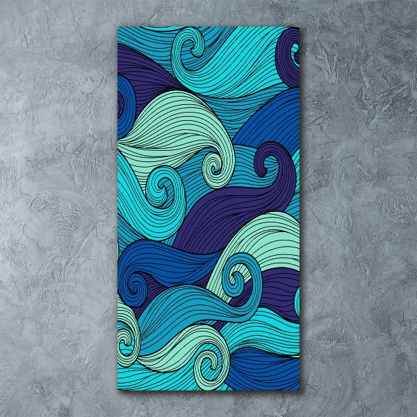 Cuadro de metacrilato moderno efecto cristal vertical Ondas abstractas