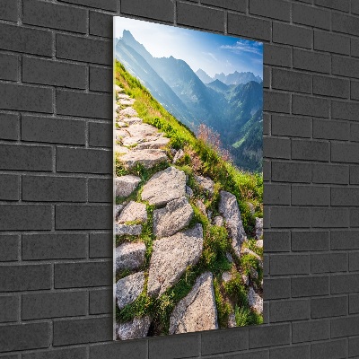 Cuadro decorativo en acrílico brillante vertical Sendero de montaña