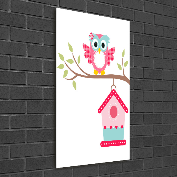 Cuadro de metacrilato vertical Búho en una rama