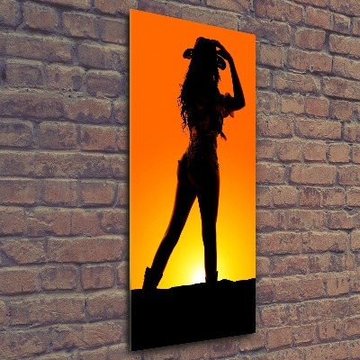 Cuadro de metacrilato vertical silueta de vaquera