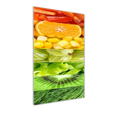 Cuadro de metacrilato moderno efecto cristal vertical Frutas y verduras