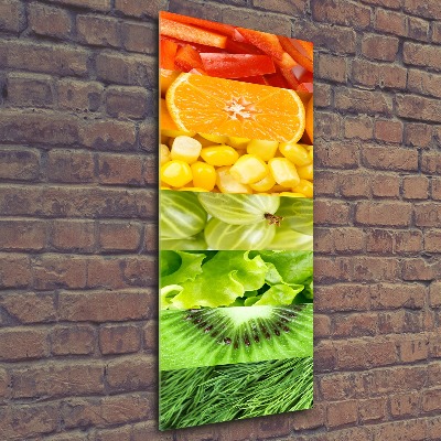 Cuadro de metacrilato moderno efecto cristal vertical Frutas y verduras