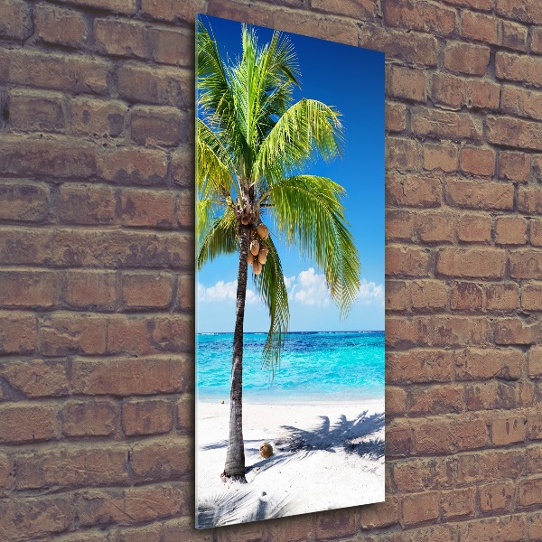 Cuadro decorativo en acrílico brillante vertical Playa tropical