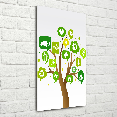 Cuadro de metacrilato moderno efecto cristal vertical Árbol ecológico