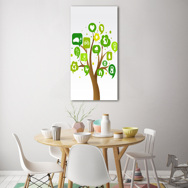 Cuadro de metacrilato moderno efecto cristal vertical Árbol ecológico