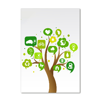 Cuadro de metacrilato moderno efecto cristal vertical Árbol ecológico