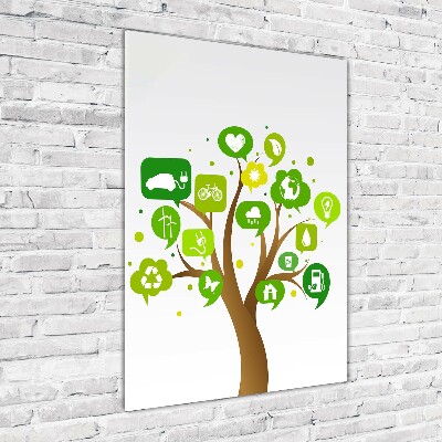 Cuadro de metacrilato moderno efecto cristal vertical Árbol ecológico