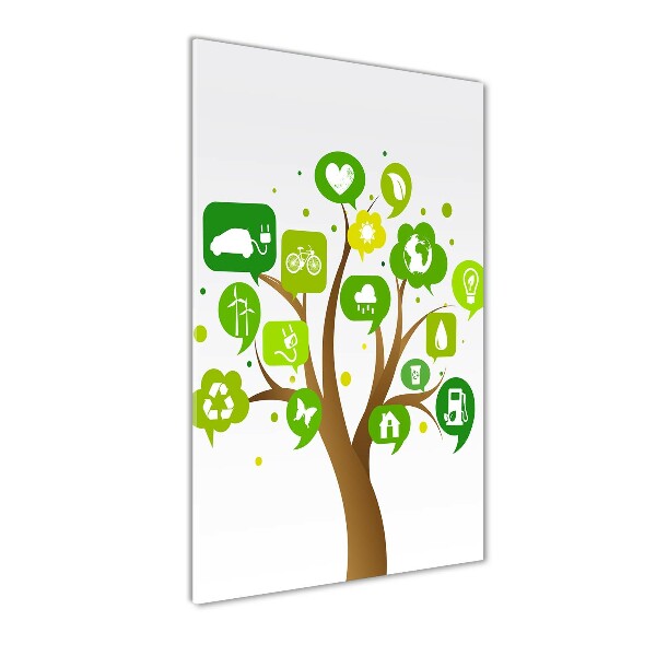 Cuadro de metacrilato moderno efecto cristal vertical Árbol ecológico
